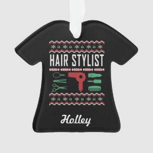 Personalisierter Haar Stylist Ugly Christmas Sweat Ornament