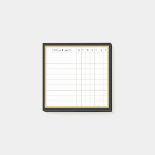 Personalisierter Habit Tracker in Black & Khaki Post-it Klebezettel