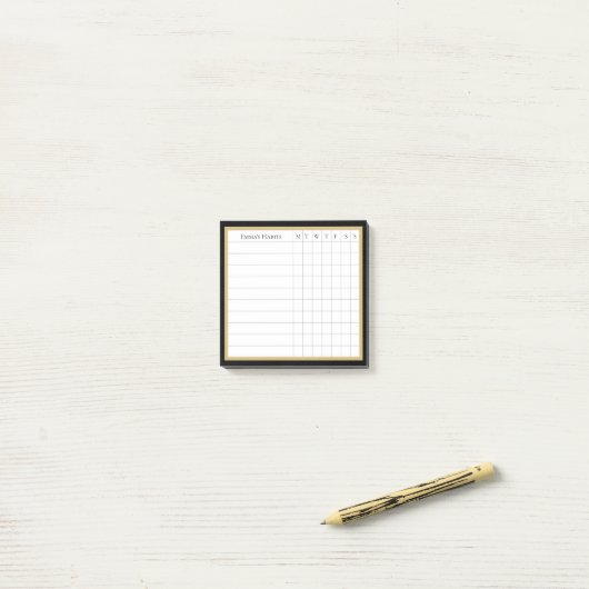 Personalisierter Habit Tracker in Black & Khaki Post-it Klebezettel (Auf Schreibtisch)