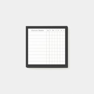 Personalisierter Habit-Tracker in Schwarz und Weiß Post-it Klebezettel