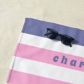 Personalisierter Hai Weißrosa Graue Streifen Kinde Strandtuch (Beispiel)