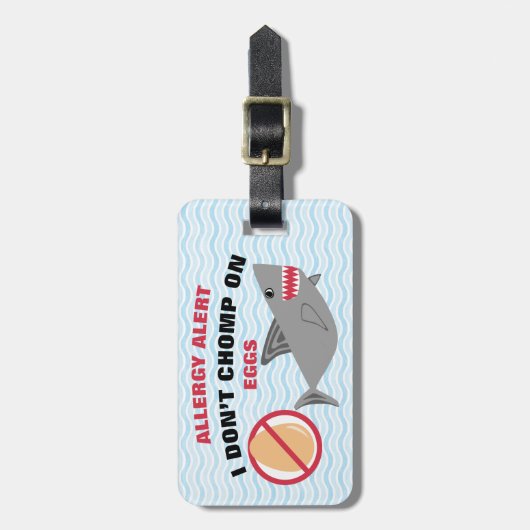 Personalisierter Haifisch-Ei-Allergie-Alarm Gepäckanhänger (Vorderseite vertikal)
