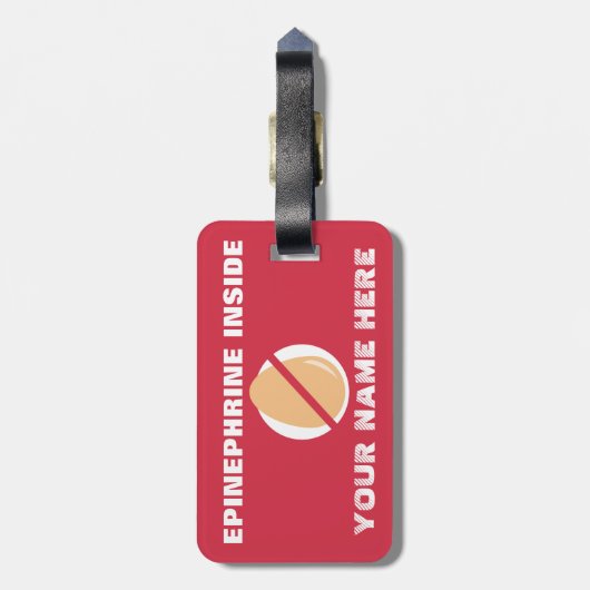 Personalisierter Haifisch-Ei-Allergie-Alarm Gepäckanhänger (Rückseite vertikal)