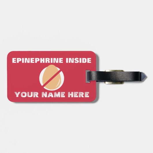 Personalisierter Haifisch-Ei-Allergie-Alarm Gepäckanhänger (Rückseite horizontal)