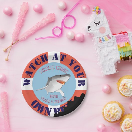 Personalisierter Haifisch-Wochen-Papier-Teller Pappteller (Party)