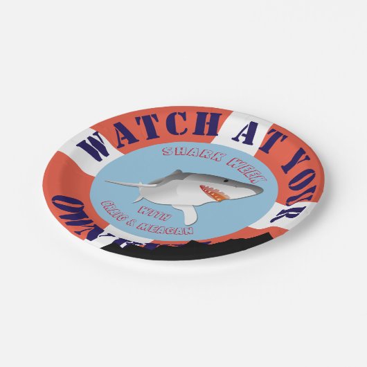 Personalisierter Haifisch-Wochen-Papier-Teller Pappteller (Schrägansicht)