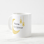 Personalisierter Halbmond-Eid-Mubarak-Kaffeebecher Kaffeetasse (Vorderseite Links)