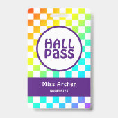 Personalisierter Hall Pass Bath Pass Lehrerkarte Ausweis (Vorderseite)