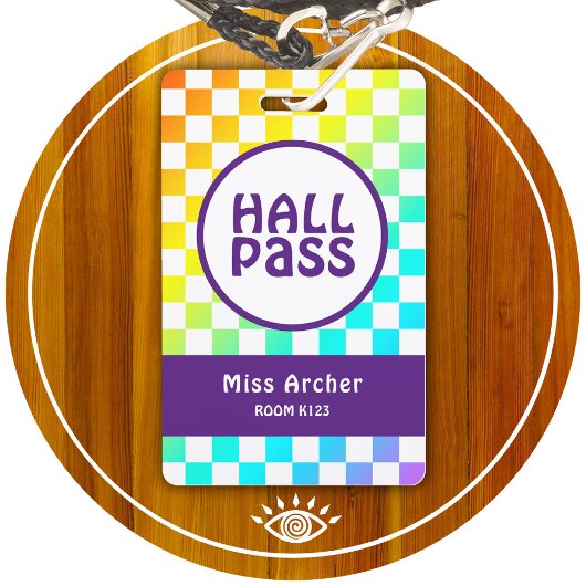 Personalisierter Hall Pass Bath Pass Lehrerkarte Ausweis