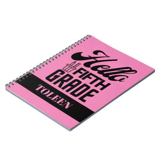 Personalisierter Hallo Fünfte Klasse Notizblock (Linke Seite)