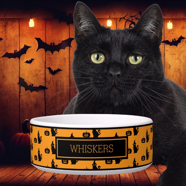 Personalisierter Halloween Black Cat Pumpkin Pet Napf (Von Creator hochgeladen)