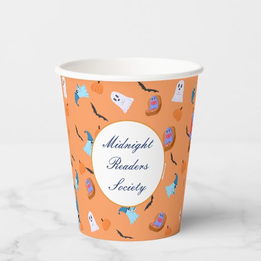 Personalisierter Halloween-Buchclub Pappbecher (Vorderseite)