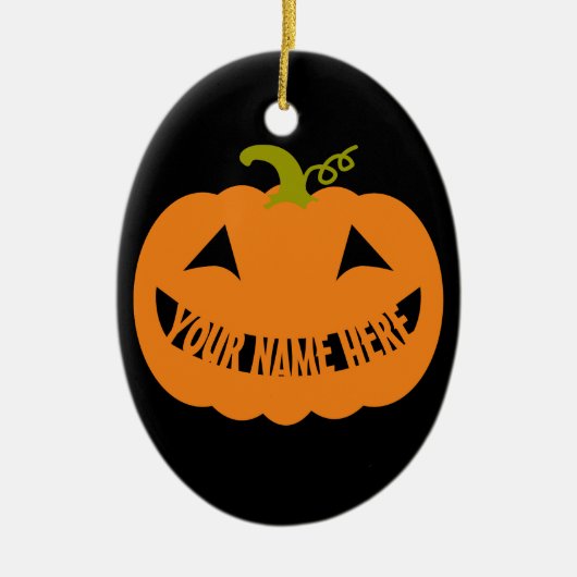 Personalisierter Halloween-Kürbis Keramik Ornament (Vorne)
