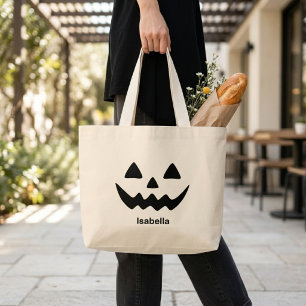 Personalisierter Halloween-Kürbiskopf Jumbo Stoffbeutel