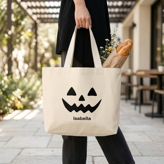 Personalisierter Halloween-Kürbiskopf Jumbo Stoffbeutel