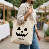 Personalisierter Halloween-Kürbiskopf Jumbo Stoffbeutel