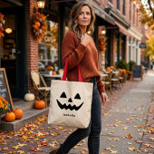 Personalisierter Halloween-Kürbiskopf Tragetasche