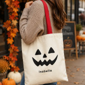 Personalisierter Halloween-Kürbiskopf Tragetasche