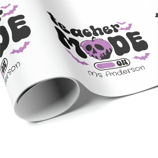Personalisierter Halloween-Lehrer "Mode On" & Appl Geschenkpapier (Rolleneckpunkt)