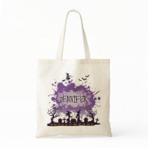 Personalisierter Halloween Lila Name Hexe Friedhof