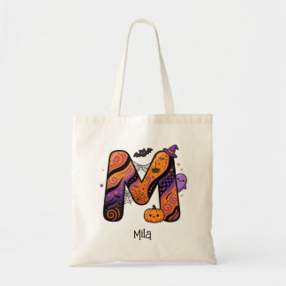 Personalisierter Halloween-Monogramm-Anfangsbuchst Tragetasche
