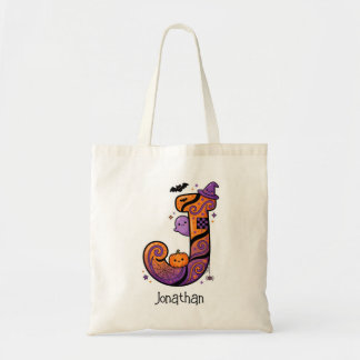 Personalisierter Halloween-Monogramm-Buchstabe J-K Tragetasche