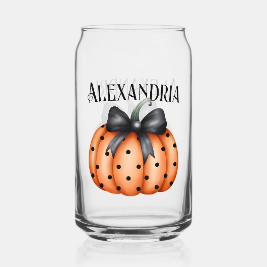 Personalisierter Halloween Pumpkin Bow Dosenglas (Vorderseite)