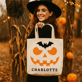 Personalisierter Halloween Pumpkin Face Individuel Tragetasche
