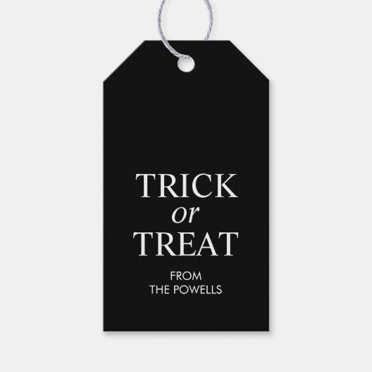 Personalisierter Halloween Trick oder Treat Geschenkanhänger (Vorderseite)