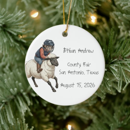 Personalisierter Hammel-Reiter-Junge Keramik Ornament (Baum)