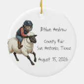 Personalisierter Hammel-Reiter-Junge Keramik Ornament (Hinten)