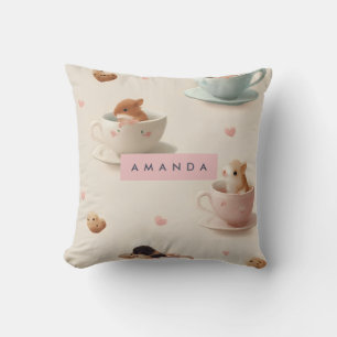 Personalisierter Hamster im Teacup-Muster Kissen