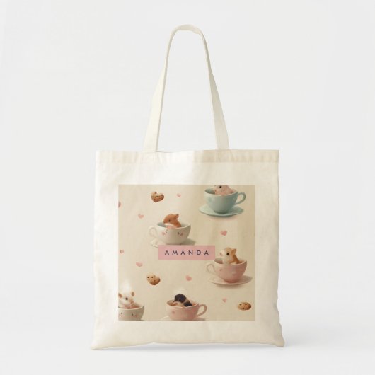 Personalisierter Hamster im Teacup-Muster Tragetasche (Vorne)