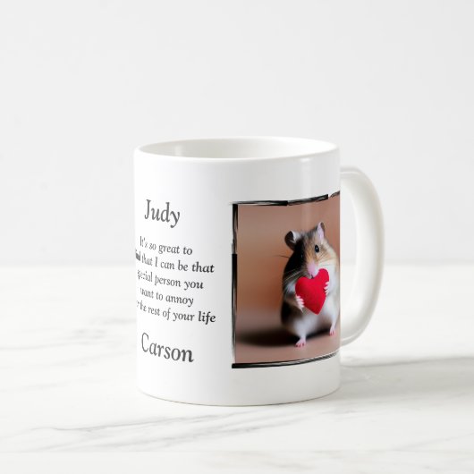 Personalisierter Hamster mit Namen Valentine Desig Kaffeetasse (VorderseiteRechts)