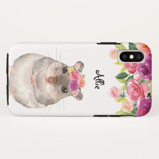 Personalisierter Hamster und Blume Case-Mate iPhone Hülle (Rückseite (Horizontal))
