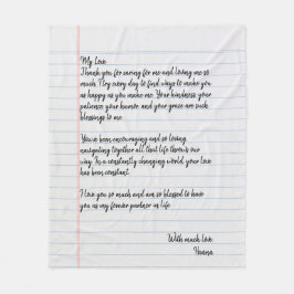 Personalisierter handgeschriebener Liebe Letter fü Fleecedecke