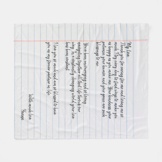 Personalisierter handgeschriebener Liebe Letter fü Fleecedecke (Vorderseite (Horizontal))