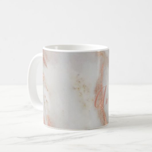 Personalisierter handgeschriebener Name Rose Goldm Kaffeetasse (Vorderseite Links)