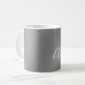 Personalisierter handgeschriebener Name Silbergrau Kaffeetasse (Vorderseite Links)