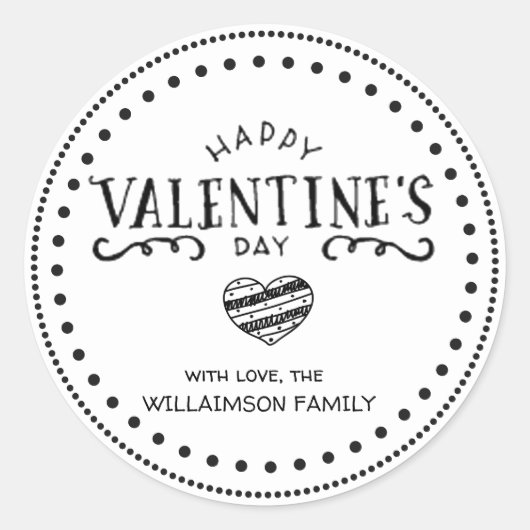 Personalisierter handGezeichnet glücklicher Valent Runder Aufkleber (Vorderseite)