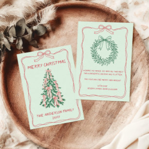 Personalisierter handgezeichneter Weihnachtsbaum F Feiertagskarte