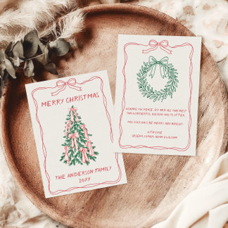 Personalisierter handgezeichneter Weihnachtsbaum F Feiertagskarte