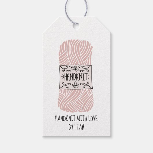 Personalisierter Handknit mit Liebe-Geschenktasten Geschenkanhänger (Vorderseite)