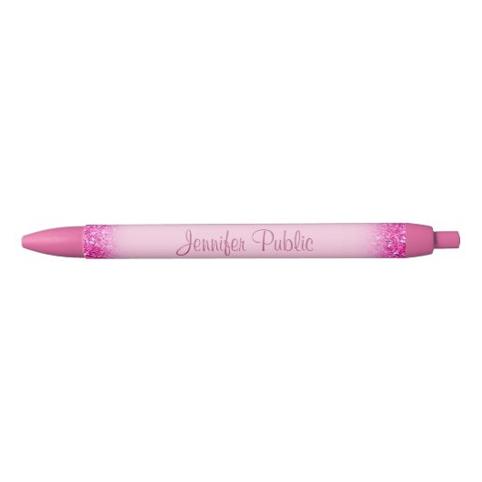 Personalisierter Handschrift Girl Pink Glitzer Kugelschreiber (Vorderseite)