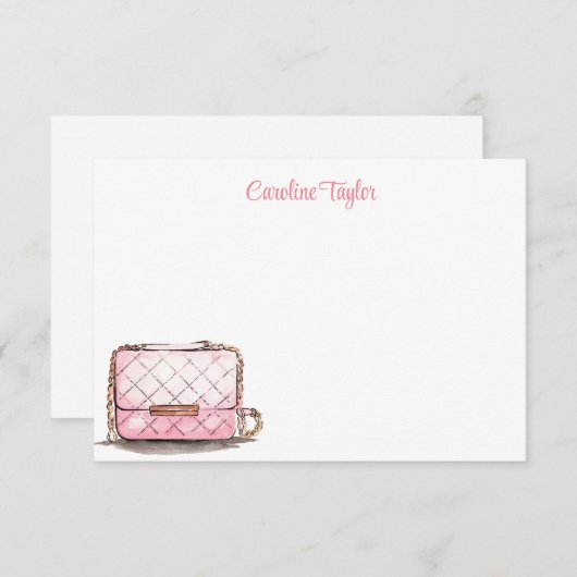 Personalisierter Handtasche für den Wasserfarben-D Dankeskarte (Vorne/Hinten)