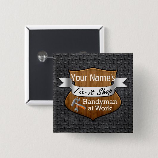 Personalisierter Handyman-Fix-It-Individuelle Name Button (Vorne & Hinten)