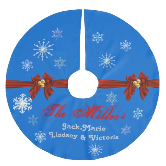Personalisierter HANUKAH SCHNEEFLOCKE Baum-Rock Polyester Weihnachtsbaumdecke (Vorderseite)