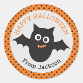 Personalisierter Happy Halloween Bat Sticker (Vorderseite)