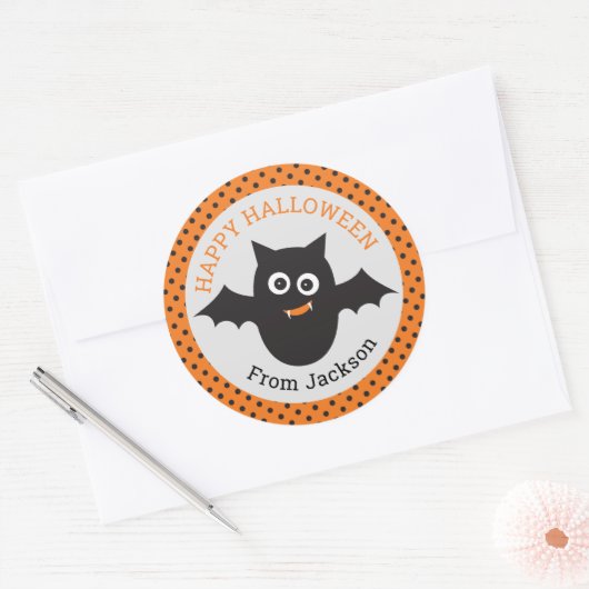 Personalisierter Happy Halloween Bat Sticker (Umschlag)