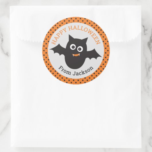 Personalisierter Happy Halloween Bat Sticker (Tasche)